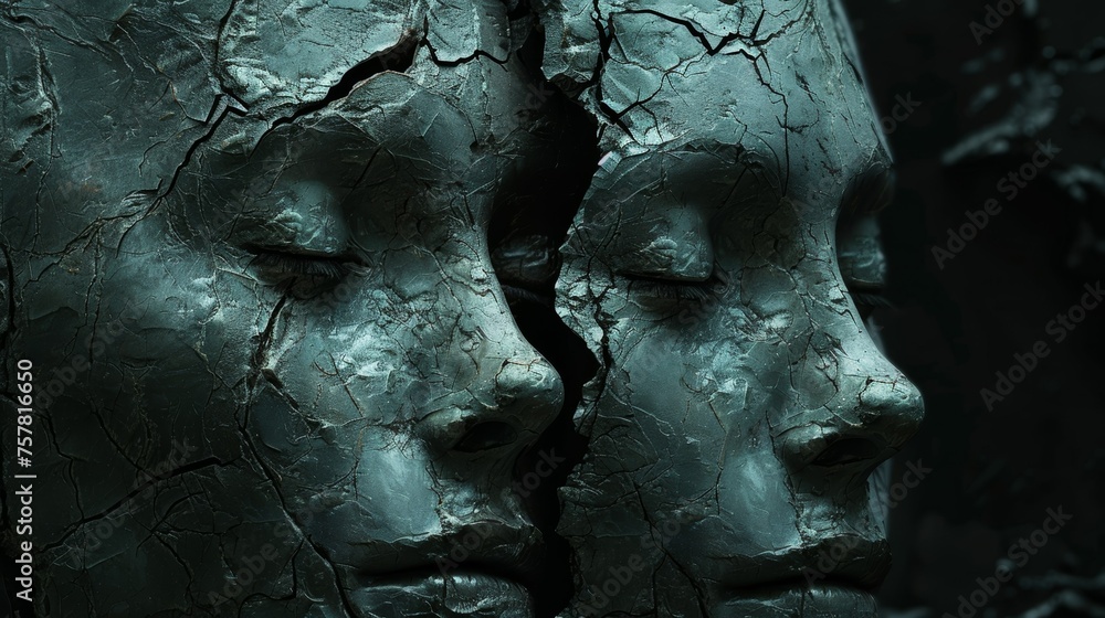 Two Abstract Faces Black Background