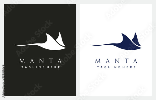 Silhouette of Tropical Black Manta Ray logo design inspiration