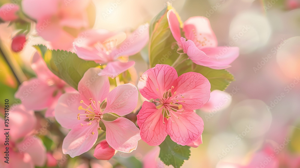 Detailed view of pink flowers blooming on a tree, showing their vibrant color and delicate petals