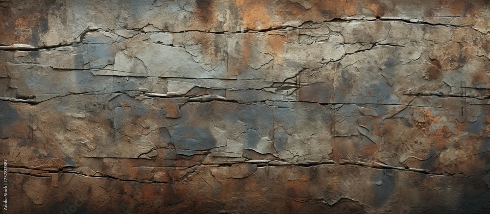 A close up of a rusty barbed wire fence against a backdrop of brown soil and bedrock, creating a unique pattern in the landscape. The weathered wood and rusty metal add an artistic touch to the scene