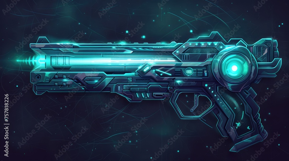 Futuristic energy weapon with glowing elements. Futuristic energy weapon with glowing elements.