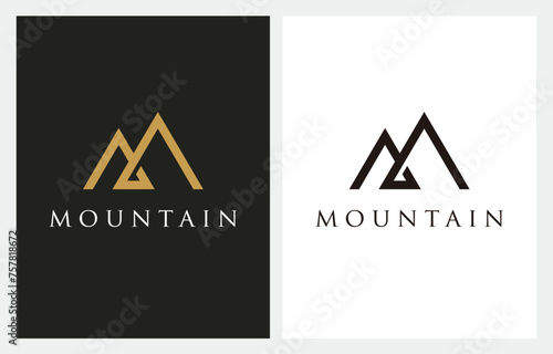 Modern Minimalist Mountain line art logo design inspiration