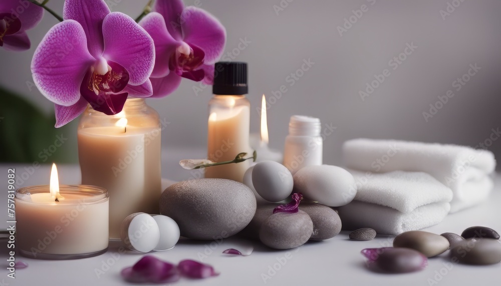 view of Spa products with orchids view of Spa products with orchids