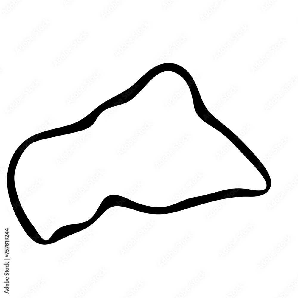 Central African Republic country simplified map. Black ink smooth outline contour on white background. Simple vector icon Central African Republic country simplified map. Black ink smooth outline contour on white background. Simple vector icon