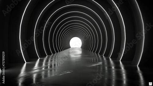 Abstract 3D Tunnel on Dark Background