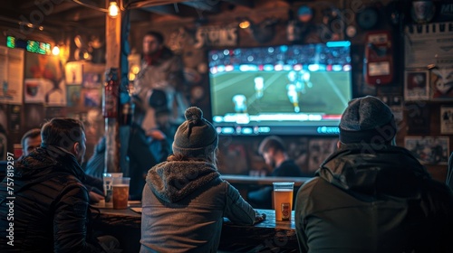 Football Fans Watching Match Sports Pub photo