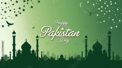 Pakistan day concept card with the text Happy Pakistan Day