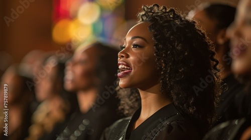 Gospel Choir in Church Singing