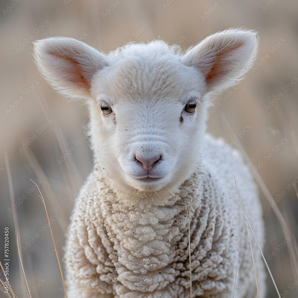 A young sheep lamb in a rural farm setting, peacefully grazing in the countryside. It can be used to depict agriculture or the beauty of nature. A young sheep lamb in a rural farm setting, peacefully grazing in the countryside. It can be used to depict agriculture or the beauty of nature.