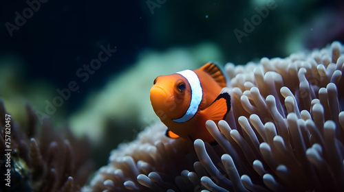 clown fish coral reef   macro underwater scene