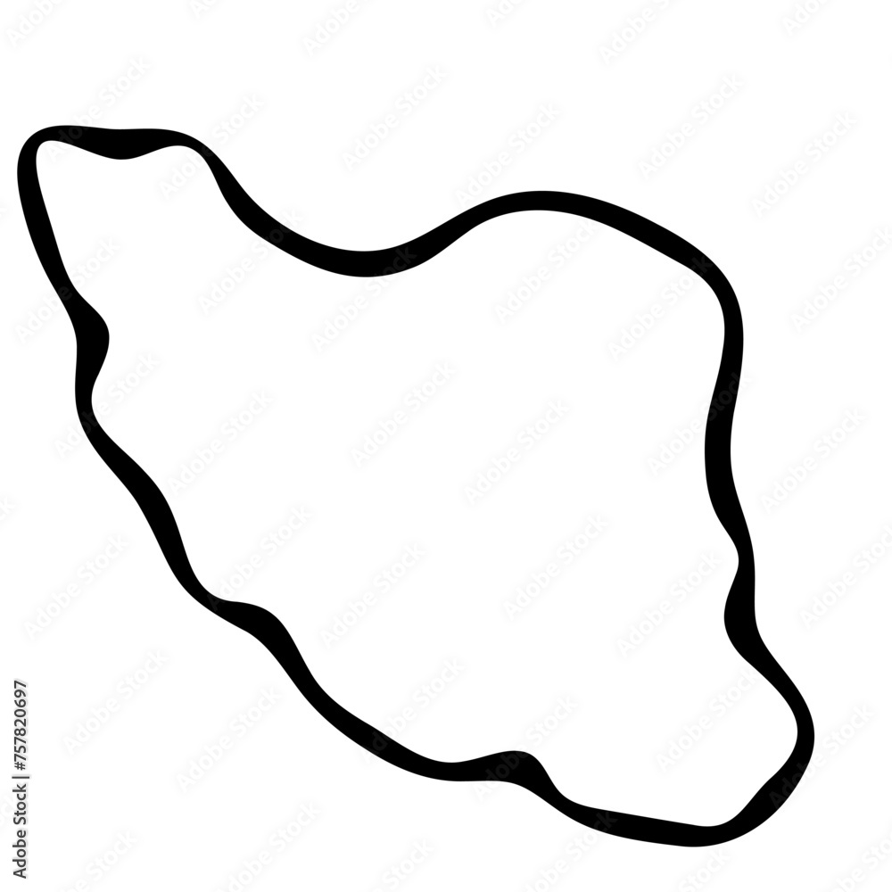 Iran country simplified map. Black ink smooth outline contour on white background. Simple vector icon Iran country simplified map. Black ink smooth outline contour on white background. Simple vector icon