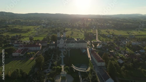 Beautiful Landscape Biblical Garden Basilica Stara Wies Aerial View Poland photo