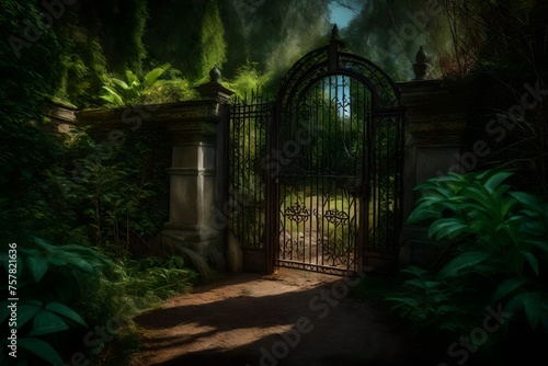 A fascinating antique gate, leading into a secluded garden.