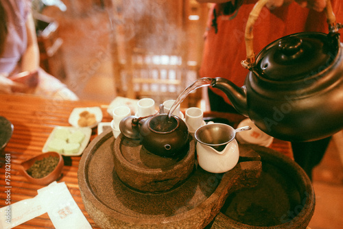 Tea ceremony in Amei Teahouse, Jiufen, Taiwan