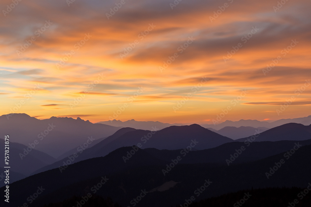 Sunset at mountain background