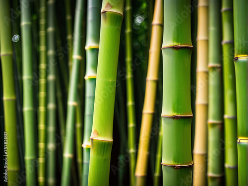 Close-up of bamboo in the background.