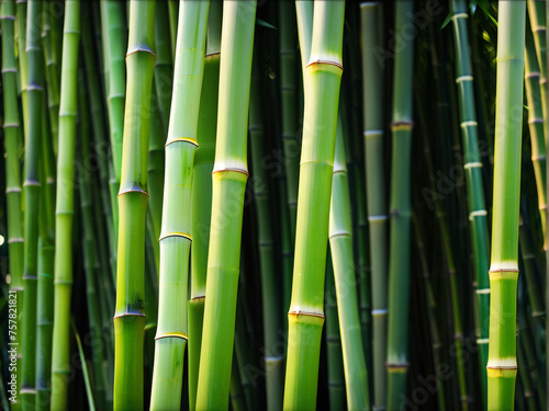 Close-up of bamboo in the background.