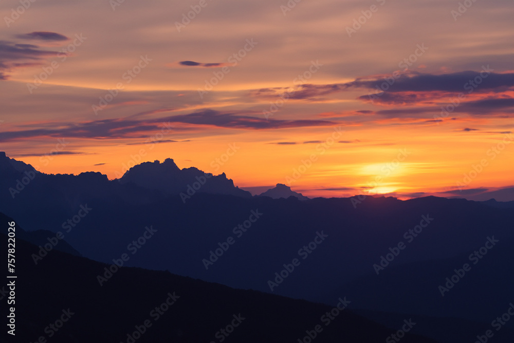 Fototapeta premium Sunset at mountain background