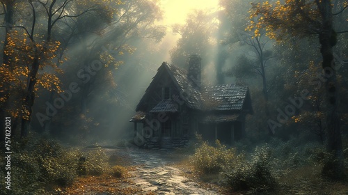 old abandoned house in the forest photo