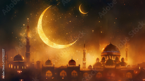 A contemporary Islamic Ramadan background with a luxurious gold theme, radiating modern elegance.