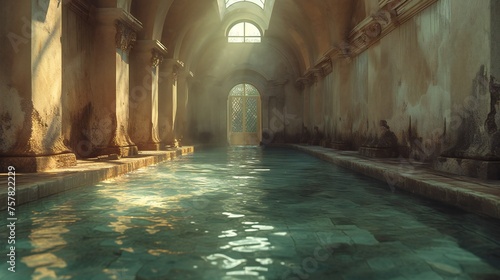 a beautiful shot of a swimming pool in a swimming pool
