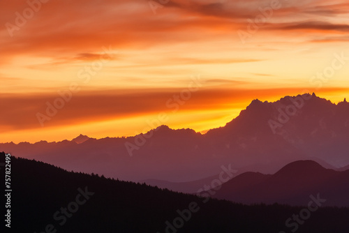 Sunset at mountain background