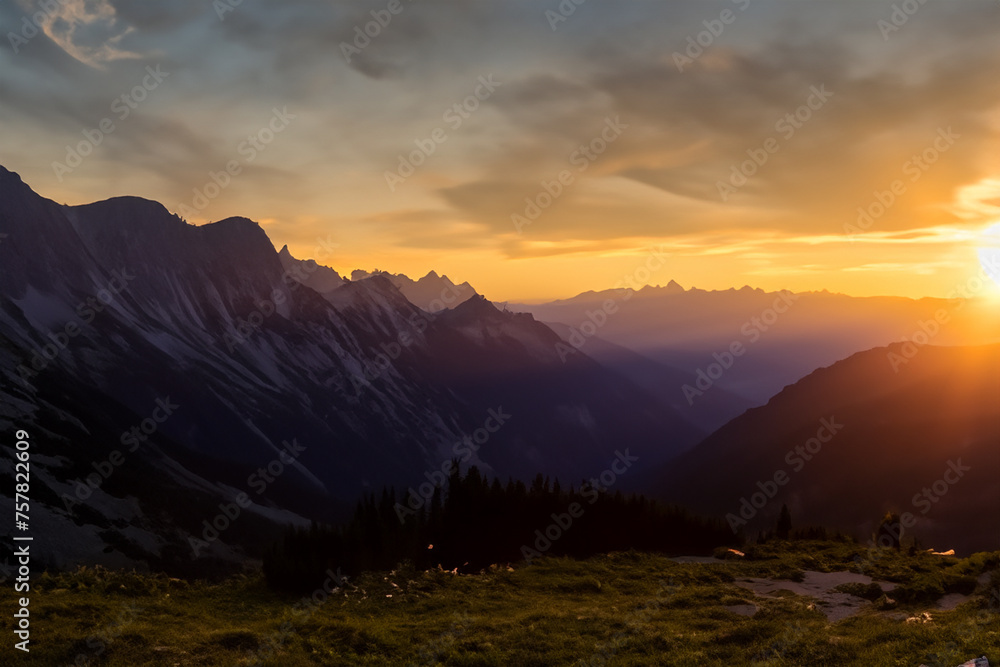 Fototapeta premium Sunset at mountain background