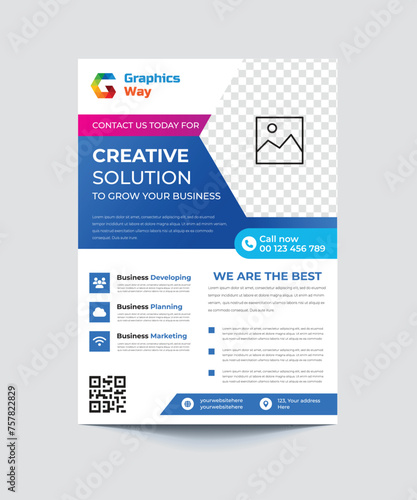 Creative business flyer design vector, marketing solution graphic design, creative brochure design.