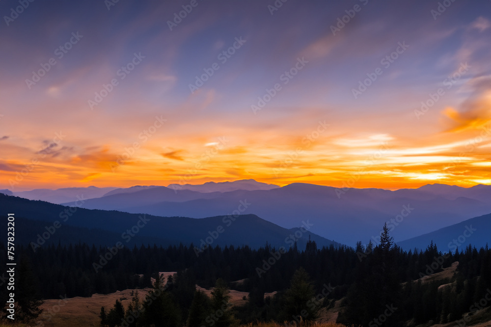 Fototapeta premium Sunset at mountain background
