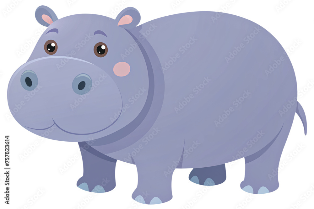 Obraz premium cartoon hippopotamus on a transparent background