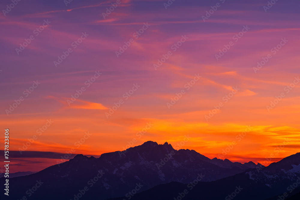 Sunset at mountain background