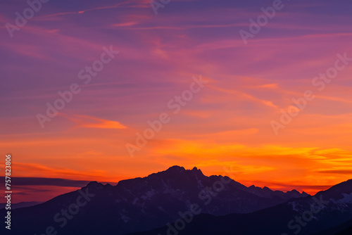 Sunset at mountain background