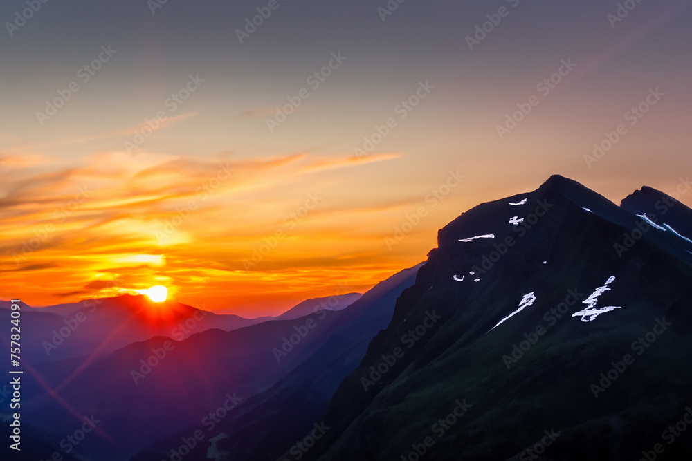 Sunset at mountain background