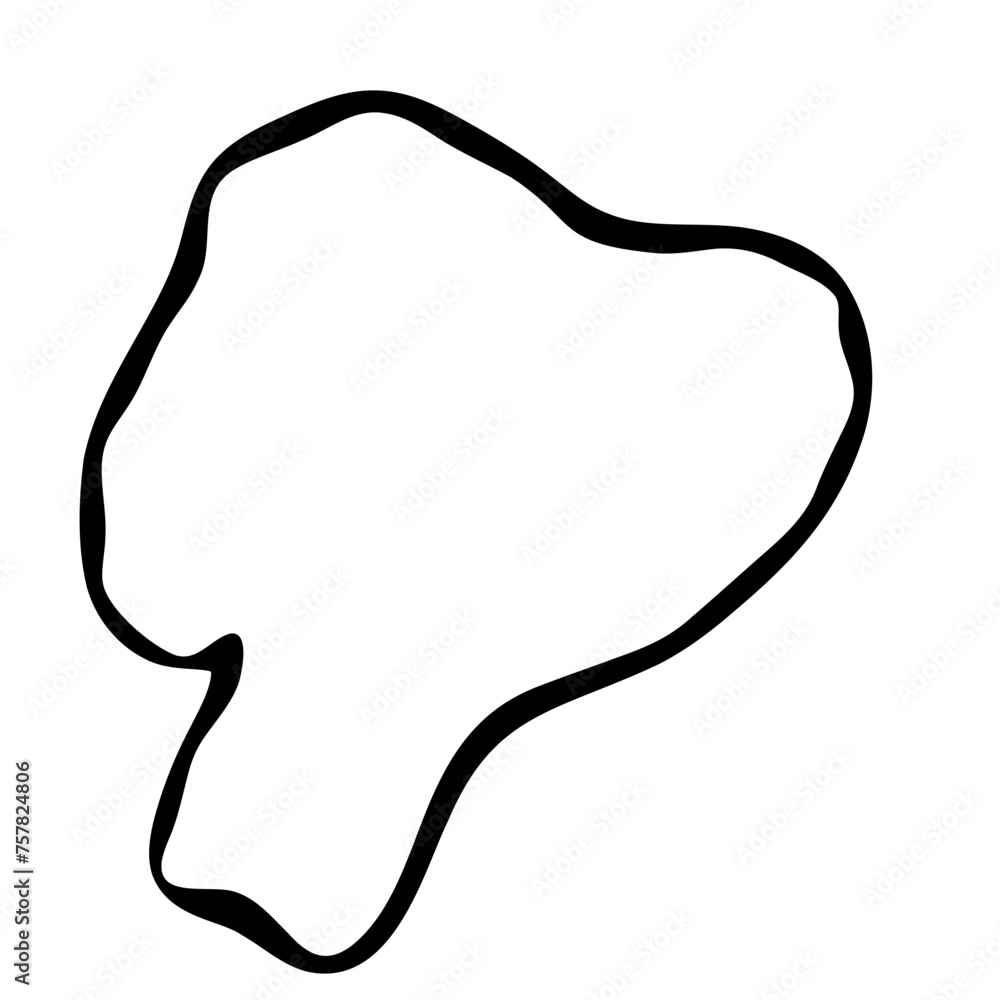 Ecuador country simplified map. Black ink smooth outline contour on white background. Simple vector icon Ecuador country simplified map. Black ink smooth outline contour on white background. Simple vector icon