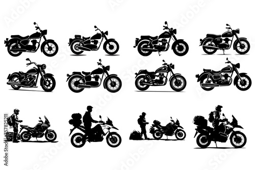 Motorcycle Bike Silhouette Bundle Set, motorcycle silhouette clip art, motorbike silhouette vector, © MD ABDUL MOMIN