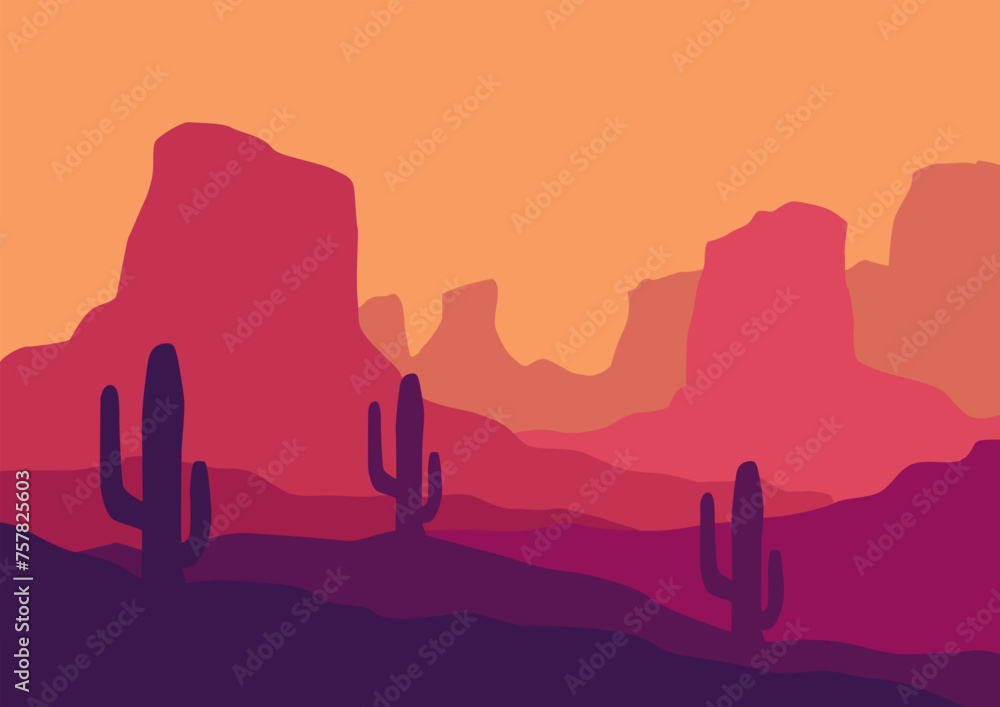 Wild American desert landscape vector, vector illustration for background design.