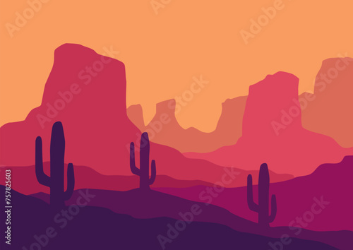 Wild American desert landscape vector, vector illustration for background design.
