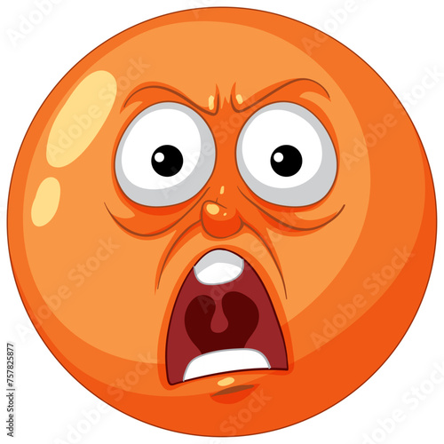 Cartoon orange emoji with a surprised expression.