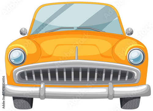 Vector illustration of a vintage orange car front.