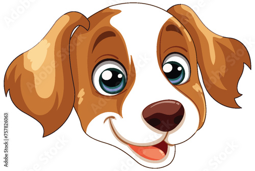 Cartoon of a happy, brown and white dog