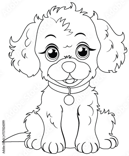 Cute cartoon puppy with big eyes and collar