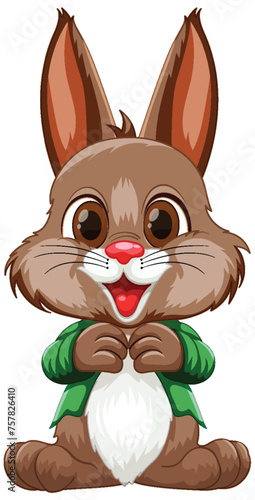 Cute brown rabbit with a joyful expression.