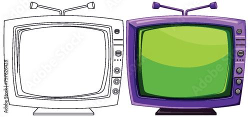 Vector illustration of classic and contemporary TVs