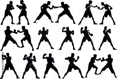 boxing Man silhouette Bundle , kickbox silhouette, boxing gloves silhouette, kickboxing silhouette,