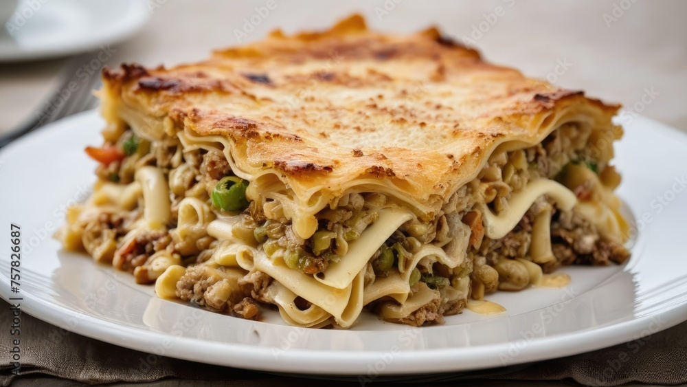 vegetable pastitsio with béchamel sauce. vegetable pastitsio with béchamel sauce.