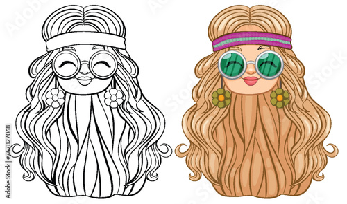 Vector illustration of a girl with retro accessories.