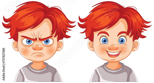 Two expressions showing contrasting emotions.
