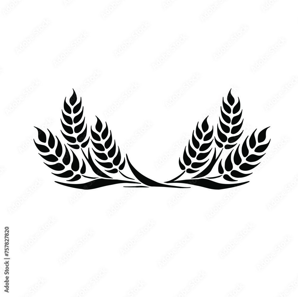 Black laurel wreath - a symbol of the winner. Wheat ears icon. Vector illustration Black laurel wreath - a symbol of the winner. Wheat ears icon. Vector illustration