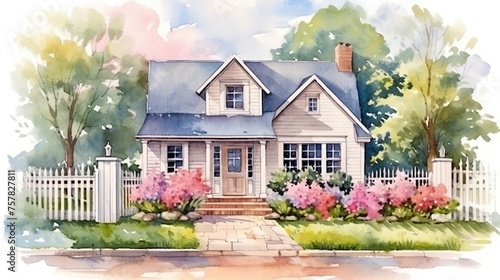 Enchanting Watercolor Home Amid Blossoms