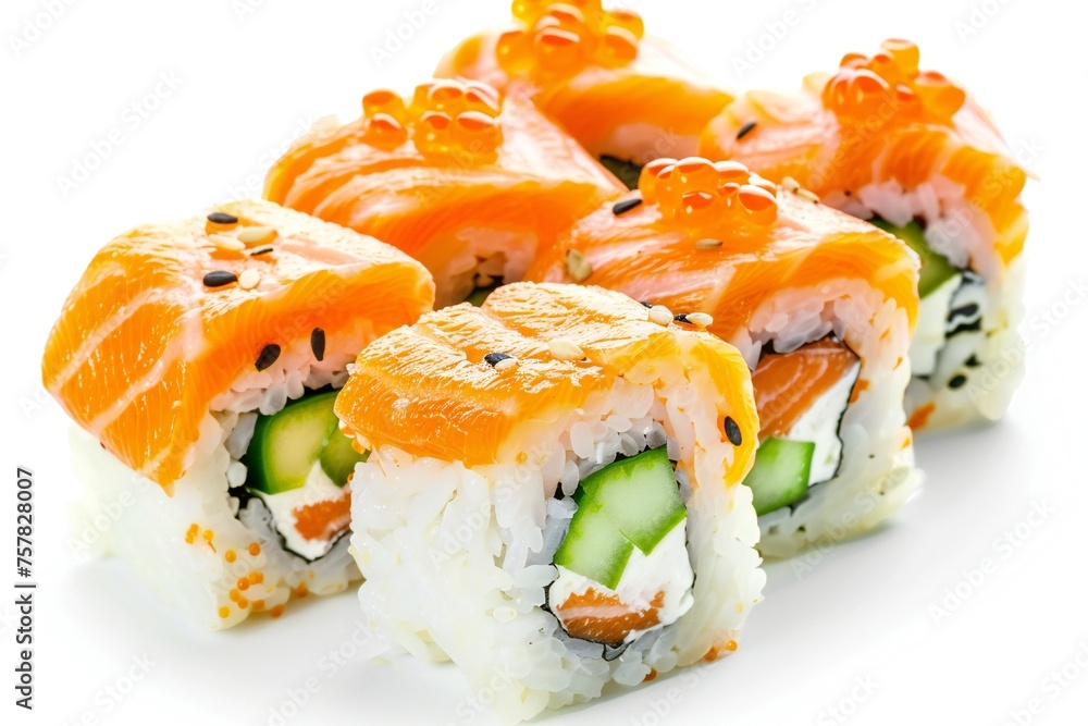 Delicious sushi isolated on white background Generative Ai Delicious sushi isolated on white background Generative Ai
